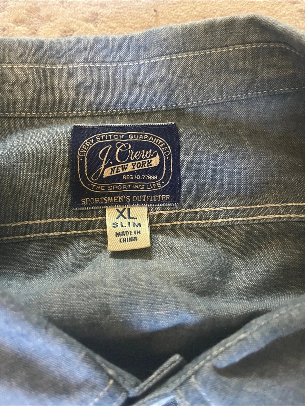J. Crew Men's Denim-Blue Button-Down Workshirt